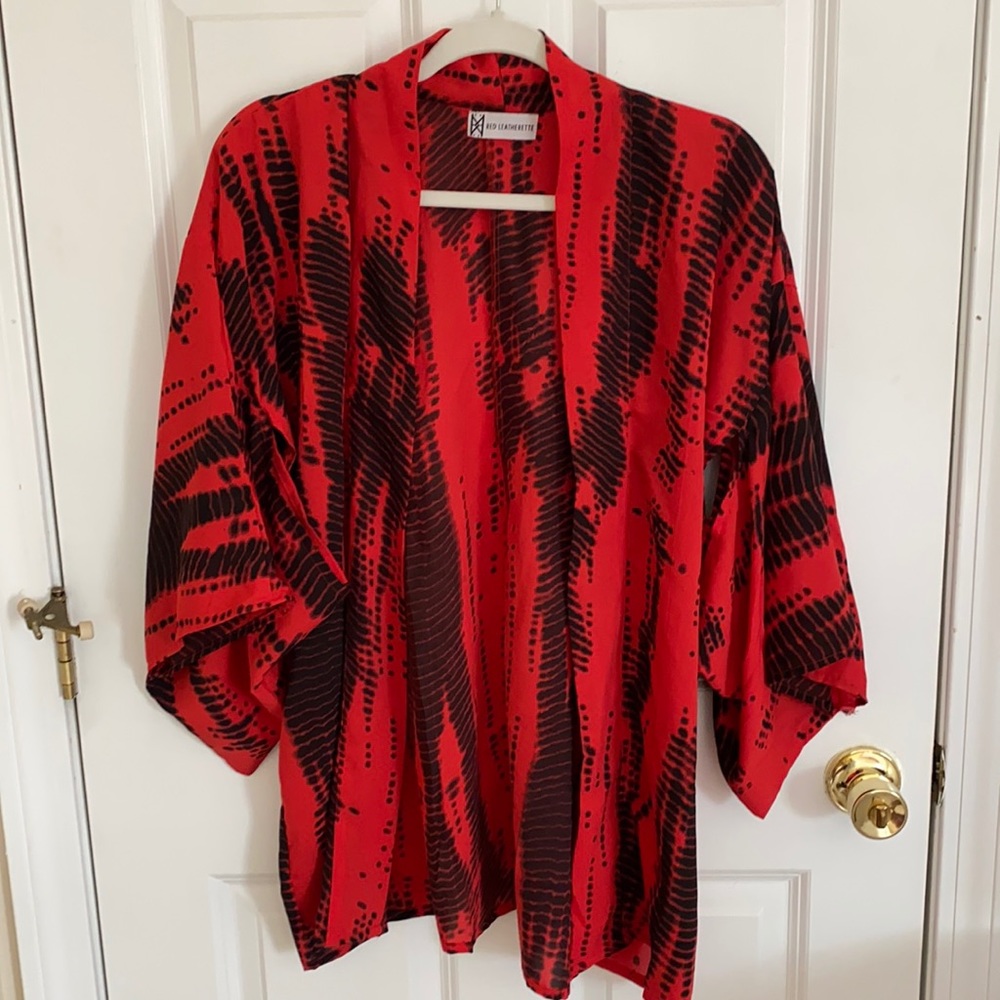 Red & Black Silky Kimono